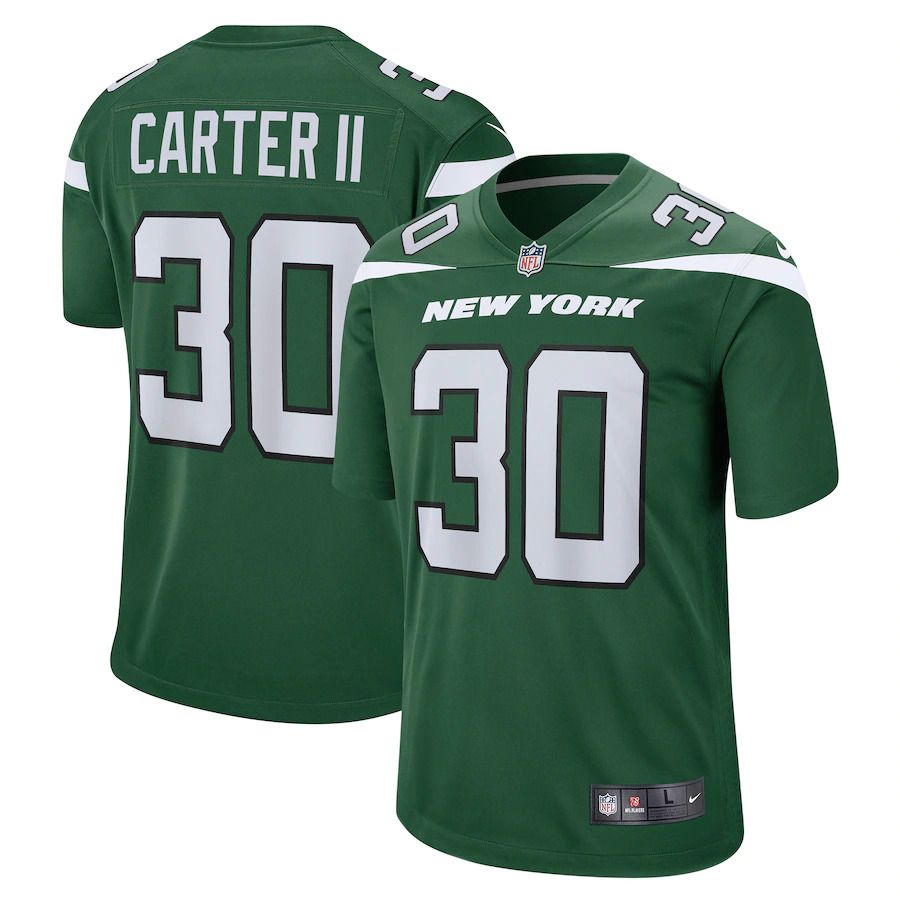 Men New York Jets #30 Michael Carter II Nike Gotham Green Game NFL Jersey->new york jets->NFL Jersey